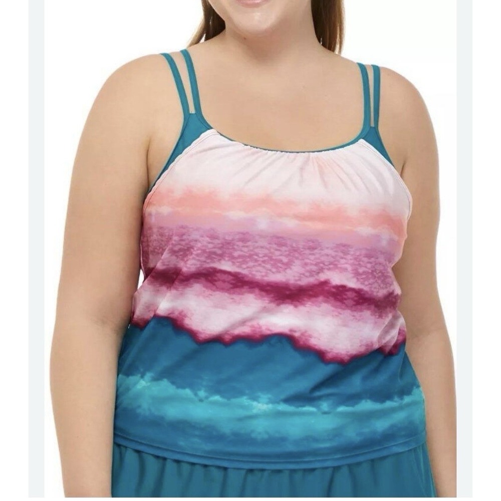 Ocean & Coast Plus Size 2X Teal Gradient Heat Tankini New